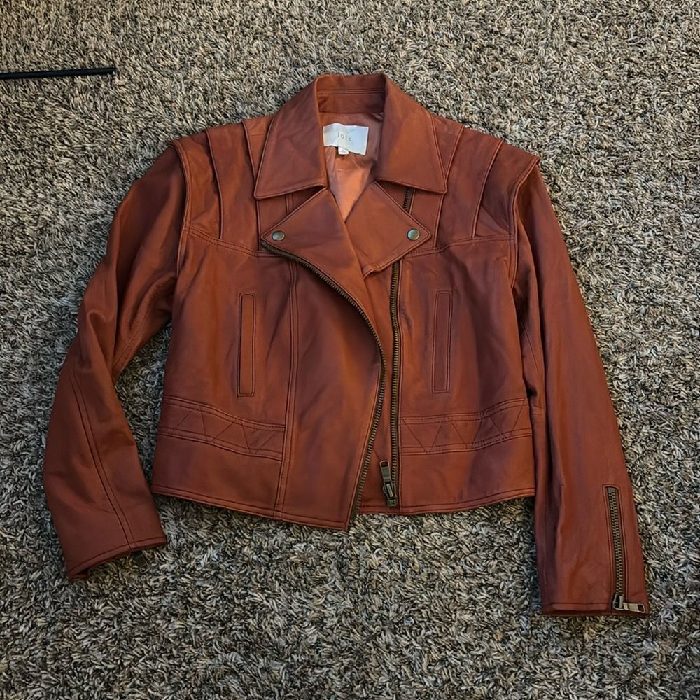Joie burnt orange lamb skin leather jacket, size S. Style 20-1-003068-OW01209